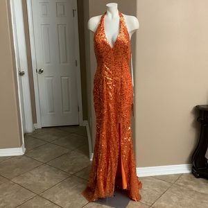 Sequined orange gown